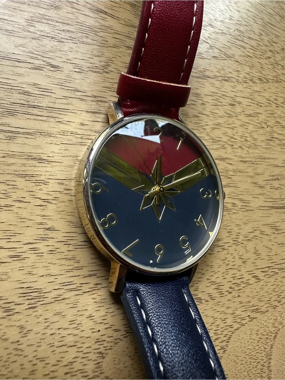 Marvel Captain Marvel Wristwatch Red & Blue Strap Accutime